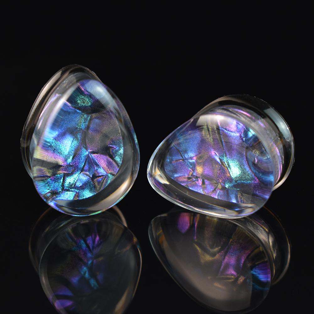 2 шт. 8-50 мм, разноцветные каплевидные ушные манометры, туннели, двойная расклешенная вилка, растягиватель для ушей, расширитель, ювелирные изделия для пирсинга для женщин и мужчин