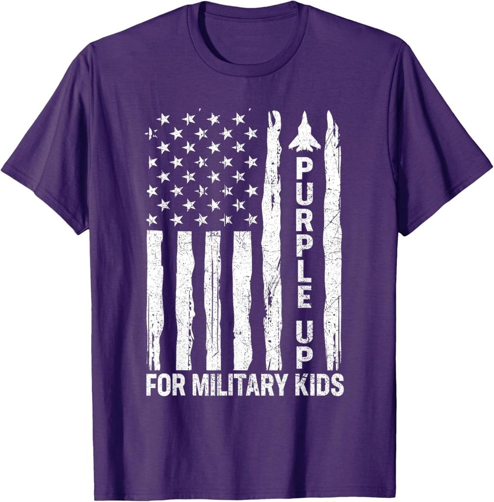 Purple Up For Military Military Child Month USA Flag Unisex T-Shirt