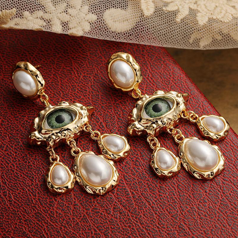 Pleated Eyes, Pearl Style, Fringed Earrings, Retro Court Style Earrings, Light Luxury High-end Earrings, Women's
