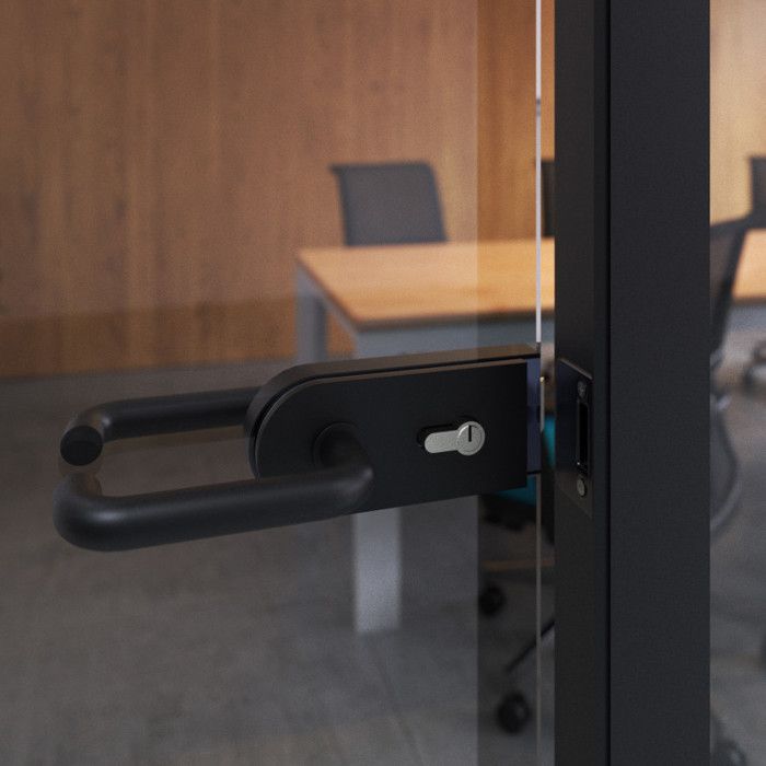 Emuca serrure pour porte en verre avec cadre en bois, cylindre avec clés, pour porte en verre 8-12mm, acier et aluminium, peint en