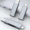 Многофункциональный алюминиевый кард-ридер для карт TF, USB Type A/C, двойной слот, не требует драйверов, для командировок, для обмена документами