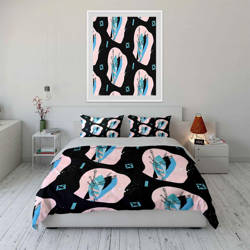 Abstract Art Decor Set Plush Bedding Set with 1 Duvet Cover 2 Pillowcases Single Double King Queen, Gift