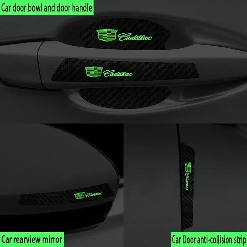 Luminous Car Door Handle Stickers Anti‑Scratch Decals for Cadillac Escalade CT4 CT5 CT6 XT4 XT5 XT6 CTS ATS SRX XTS STS SLR