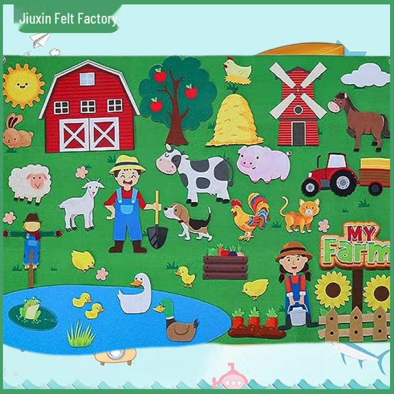 Развивающая фетровая доска для детей - Мультяшные наклейки на стену для детского сада