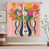 The Fiery Red Tulips Kitchen Curtains Salon 2 Cheap Pieces Bedroom Blackout Curtains for Living Room Blind Bathroom Curtain Home