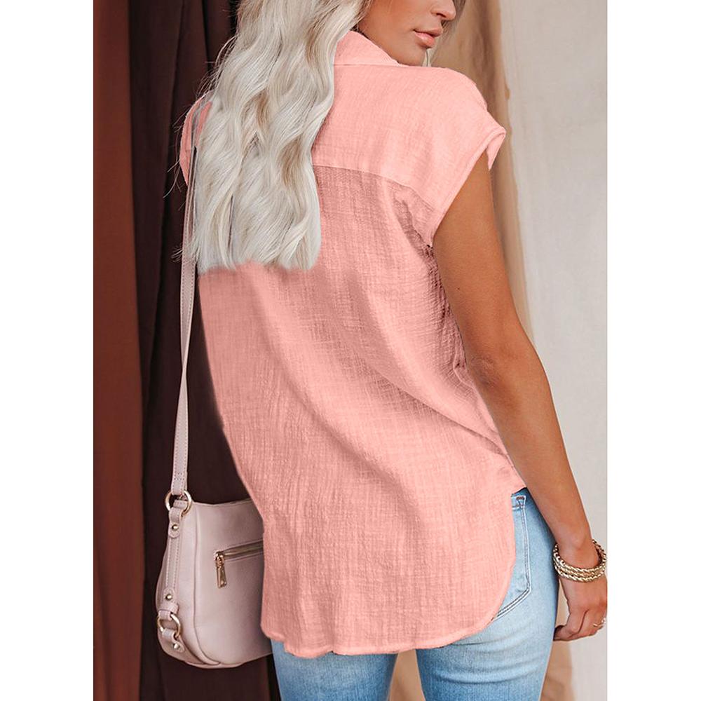 Женская модная рубашка без рукавов с принтом, повседневная, тонкая, с принтом, женская блузка на пуговицах