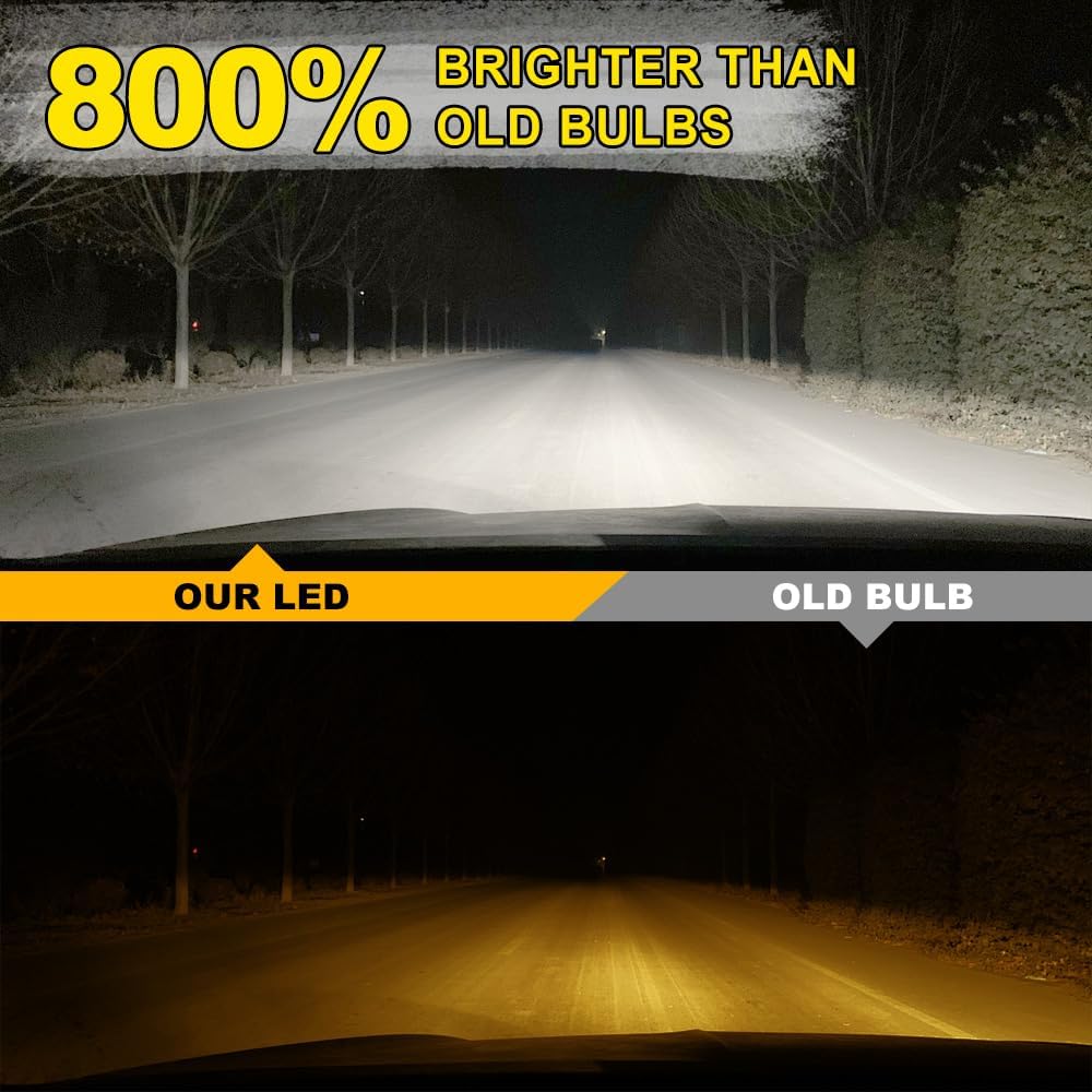 Light Bulbs Compatible for Chevrolet Silverado 1500 2500 3500HD H11/H9 High Beam H11/H9 Low Beam Fog Light Brightness 800% with Fan Plug and Play