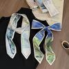 Silk Scarf Long Strip High Sense Spring and Summer Versatile Oil Painting Headscarf Headband Tied Bag Streamer Decorative Scarf Multi-purpose Belt