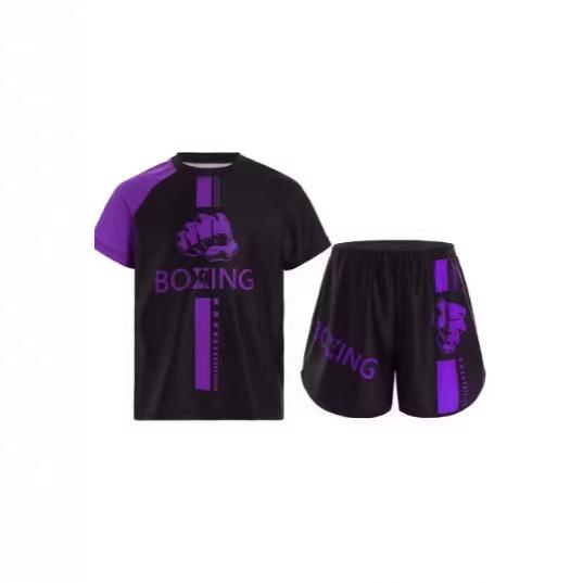 Children's Muay Thai Boxing Sandwear Fashion Printed Boxer Short Sleeve T-Shirt Shorts Gym Surfing Short Sleeve Head