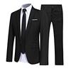 2Pcs Men Gentleman Suit One-Button Notch Flap Pockets Lapel Long Sleeve Jacket Blazer Long Pants Set for Office Meetings Professional Dress