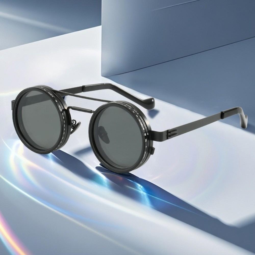 9 Level Dimming Adjustable Dimming Glasses Round Fishing Sunglasses Anti-UV Sunglasses Cycling