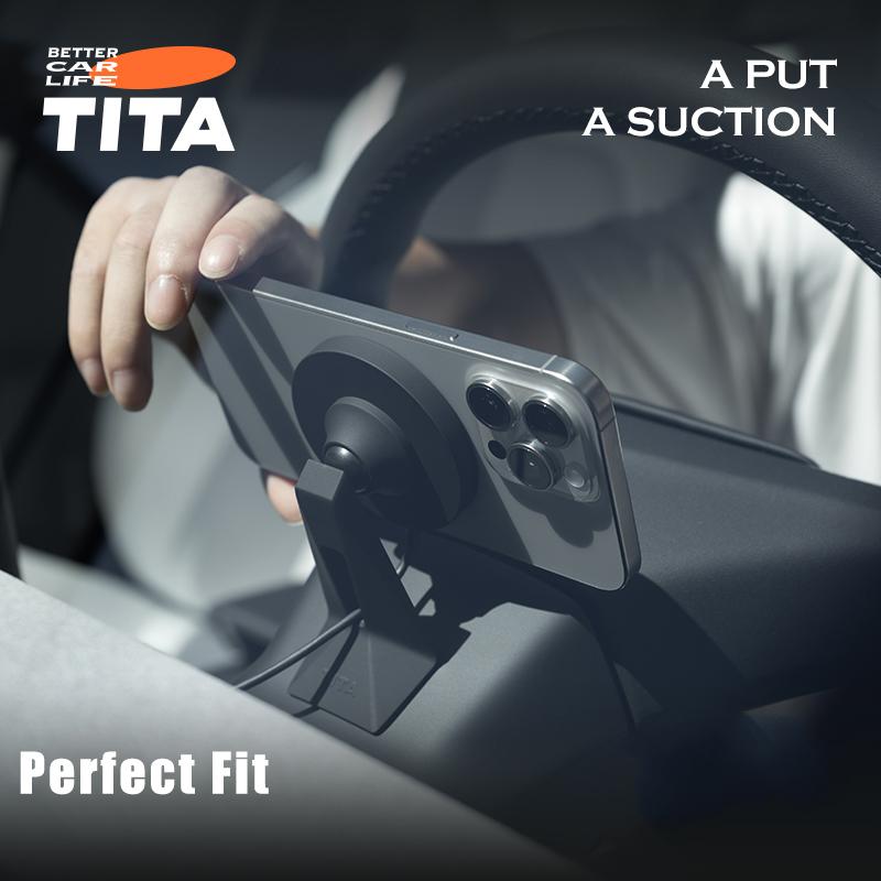 Tita 15W Wireless Charger For Tesla Model Y Juniper Phone Holder Magnetic Attraction Navigation Car Phone Mount Accessories