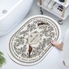 French Retro Oval Diatomaceous Mud Upholstered Toilet Bathroom Absorbent Mat Non-slip Foot Mat Quick Drying Door Mat