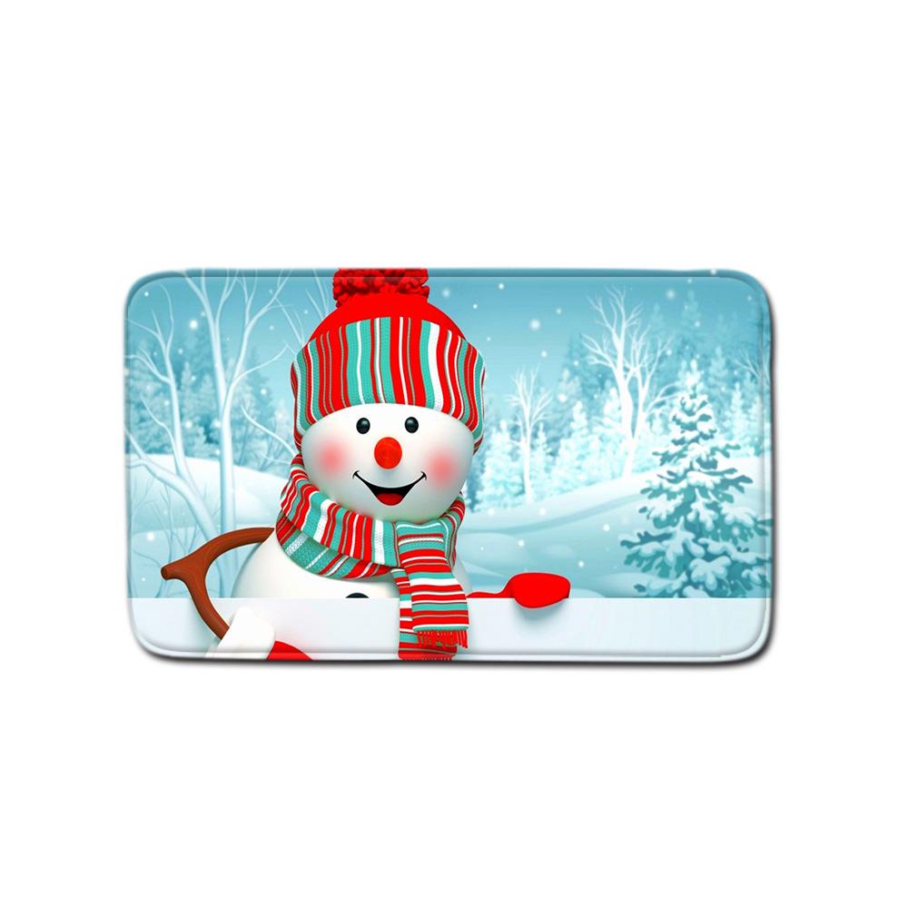 Christmas Waterproof Shower Curtain Four-Piece Floor Mat Combination Bathroom Water-Absorbing Non-Slip Carpet Door Mat Foot Mat