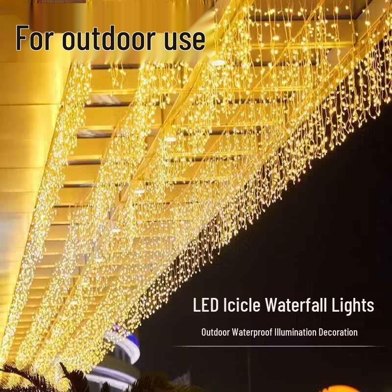 Outdoor Waterproof LED Icicle Waterfall String Lights