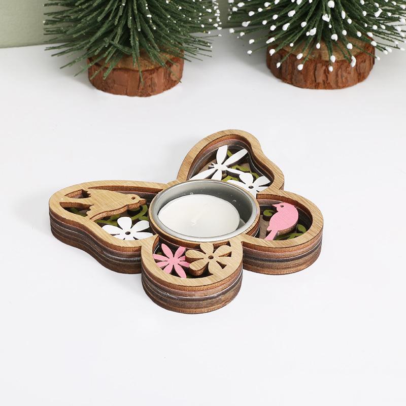 Деревянный декоративный подсвечник в форме бабочки в стиле ретро с узором для резьбы по дереву для гостиной, уникальное украшение