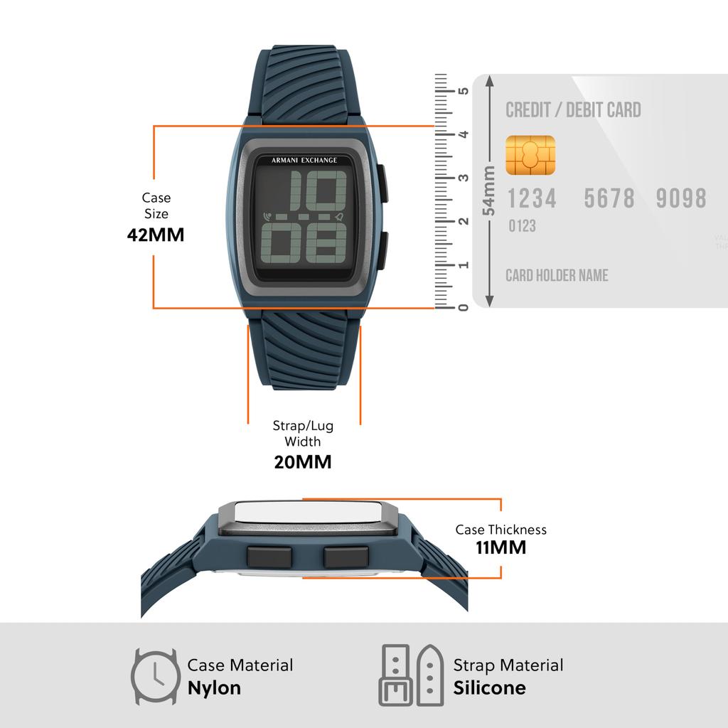 Мужские цифровые силиконовые часы Armani Exchange AX2970