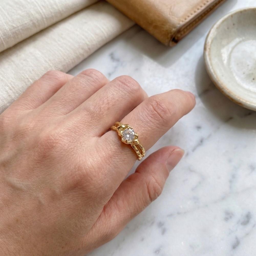 Copper Vintage Crystal Love Ring Opening Opening Finger Ring Gifts for Women Girl
