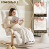 Curved Wooden Accent Chair With Adjustable Footrest Cream White