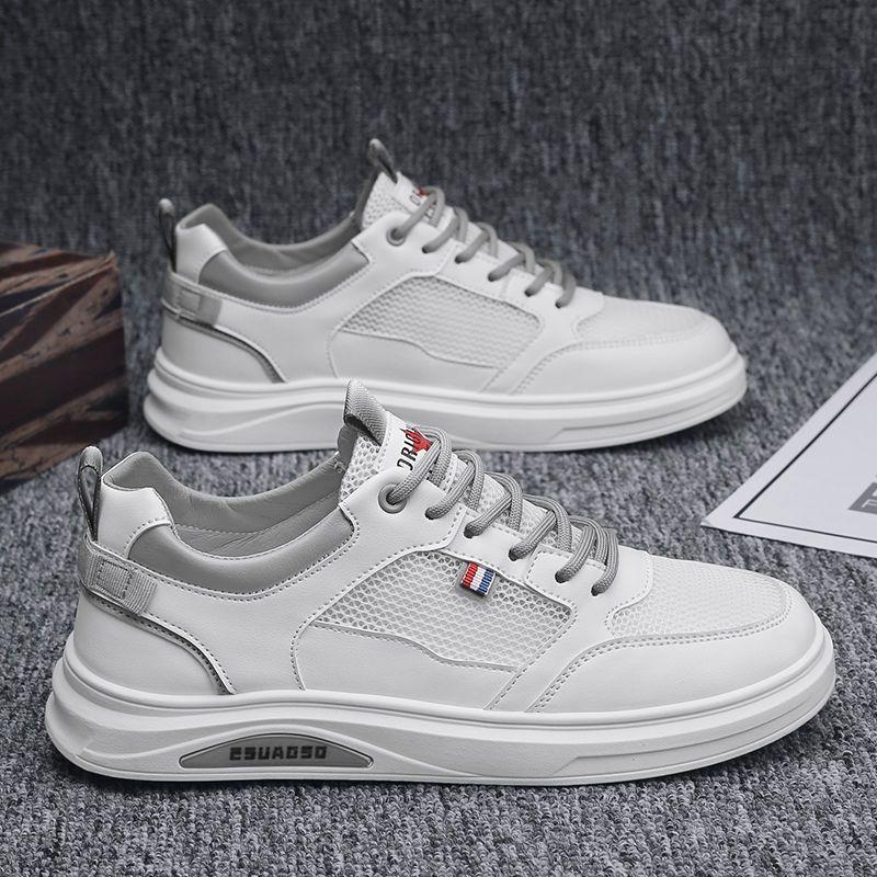 Summer Low-Cut Lightweight Breathable Men's Shoes with Hollow Mesh Leisure Fashion Sports White Board Shoes