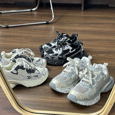 Платформенные кроссовки в гонконгском стиле, женские, модные, 2025 новые, ретро, на шнуровке, повседневные, увеличивающие рост, спортивные