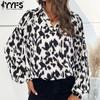 Женские модные повседневные блузки и рубашки-поло с леопардовым принтом и длинными рукавами