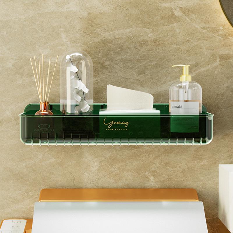 No-Drill Wall-Mounted Bathroom Storage Rack for Toiletries & Cosmetics