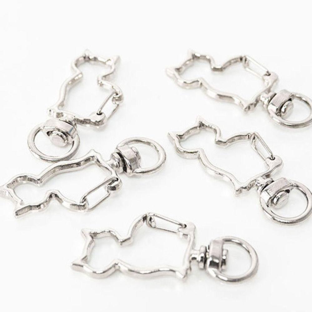 Gold Silver Plated Cat Lobster Claw Clasp Keyring Making Split Key Ring Connector DIY Jewelry