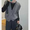 Women's Gray Knitted Vest Cardigan – Stylish, Casual Sleeveless Spring 2025 Top