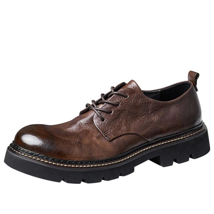 Увеличивающие рост низкие туфли для инструментов мужские кожаные туфли в стиле ретро в британском стиле для бизнеса повседневные кожаные туфли мужские туфли из натуральной кожи с большой головой легкие