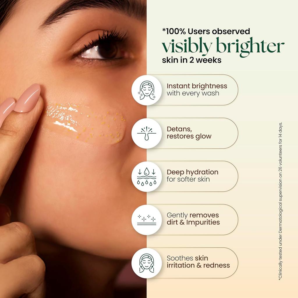 Moha Vitamin C Face Wash 100ml Pack of 1 for Brightening, Even-Toned Skin, Gentle Daily Cleanser with Herbal Extracts