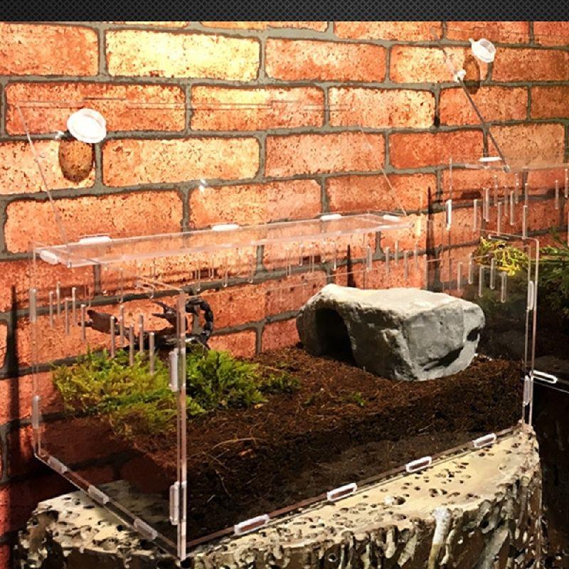 Прозрачный акриловый ящик для рептилий для пауков, черепах, ящериц, ящик для разведения насекомых, вентиляционные отверстия, раздвижной террариум для маленьких домашних животных, виварий, 2020