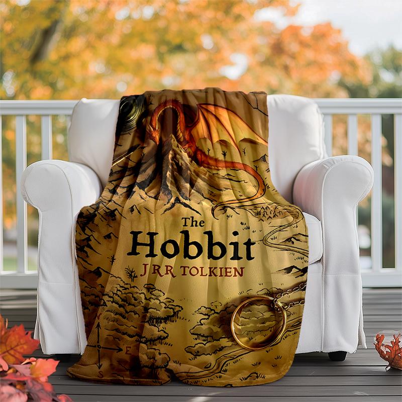 Tolkien Fan Flannel Blanket Soft Warm All-Season Throw, Design for Camping, Car Travel, Hiking Sofa, Bed, Office Perfect Gift for Parties