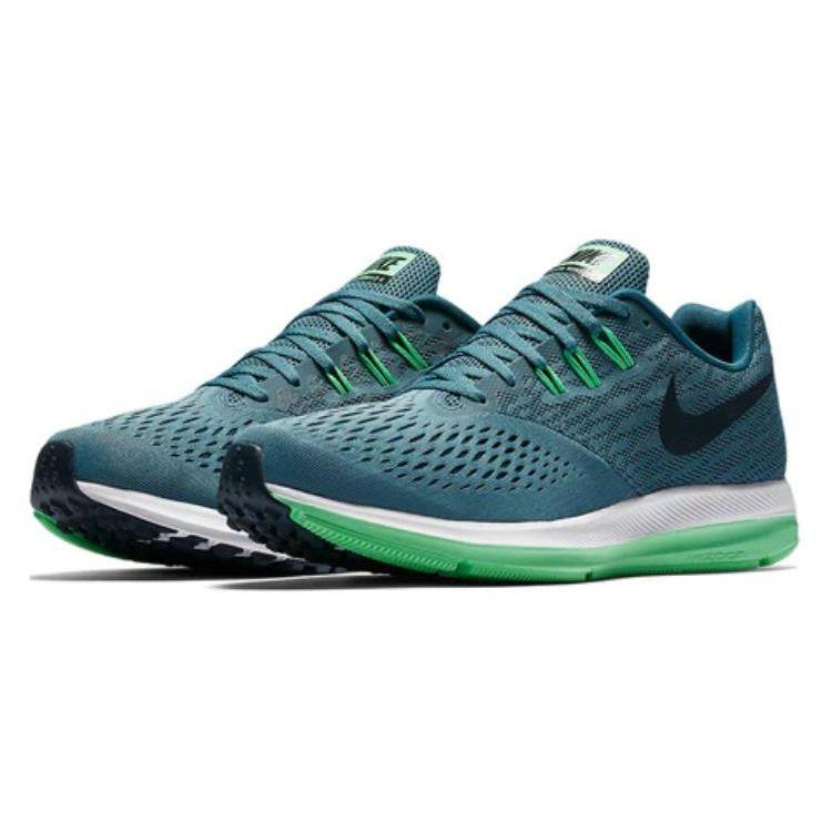 Nike Zoom Winflo 4 Удобные Нескользящие Легкие Полувысокие Ретро Баскетбольные Кроссовки Мужские кроссовки Сине-зеленые 898466-004