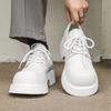 New Men's Shoes Niche Derby Shoes Inner Height Increase Big Head Leather Shoes Retro High Street White Leather Shoes 95557-J