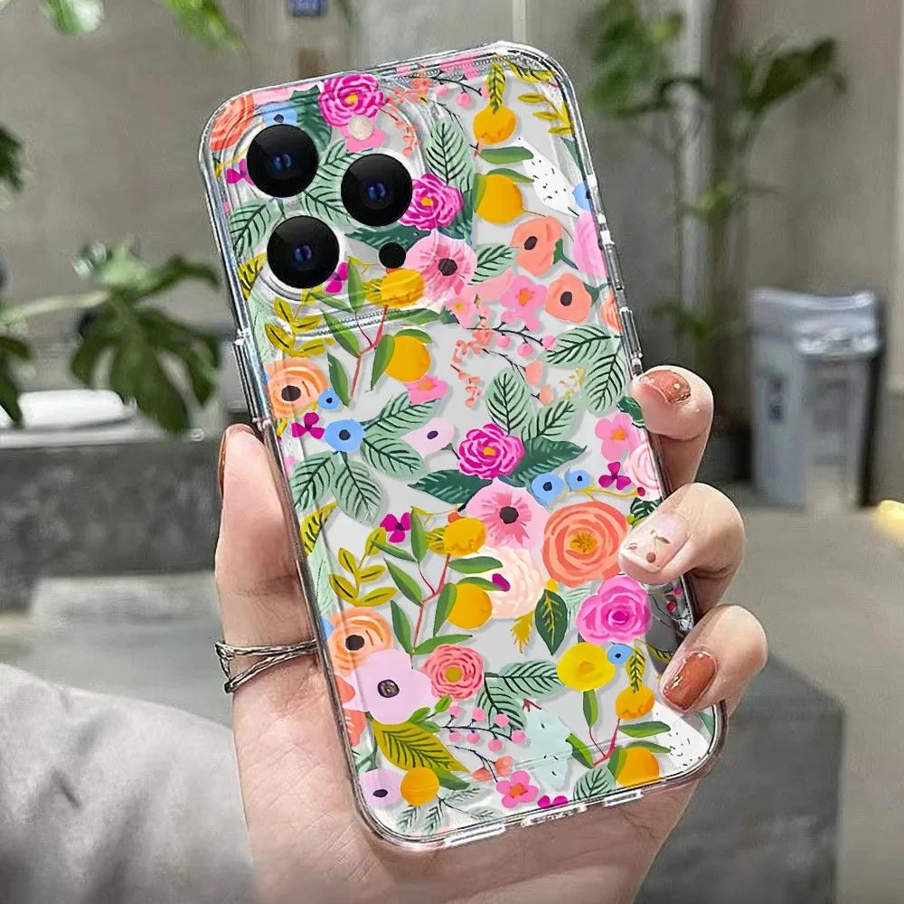 Красочный чехол для телефона с цветами для iPhone 15 Pro чехол для iPhone 11 13 12 14 Pro Max XR XS X 7 8 Plus SE прозрачный ударопрочный pr