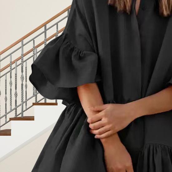 Женское многоярусное платье-бэбидолл с плиссированными рукавами, летнее повседневное свободное мини-платье средней длины для повседневной жизни и пляжных вечеринок