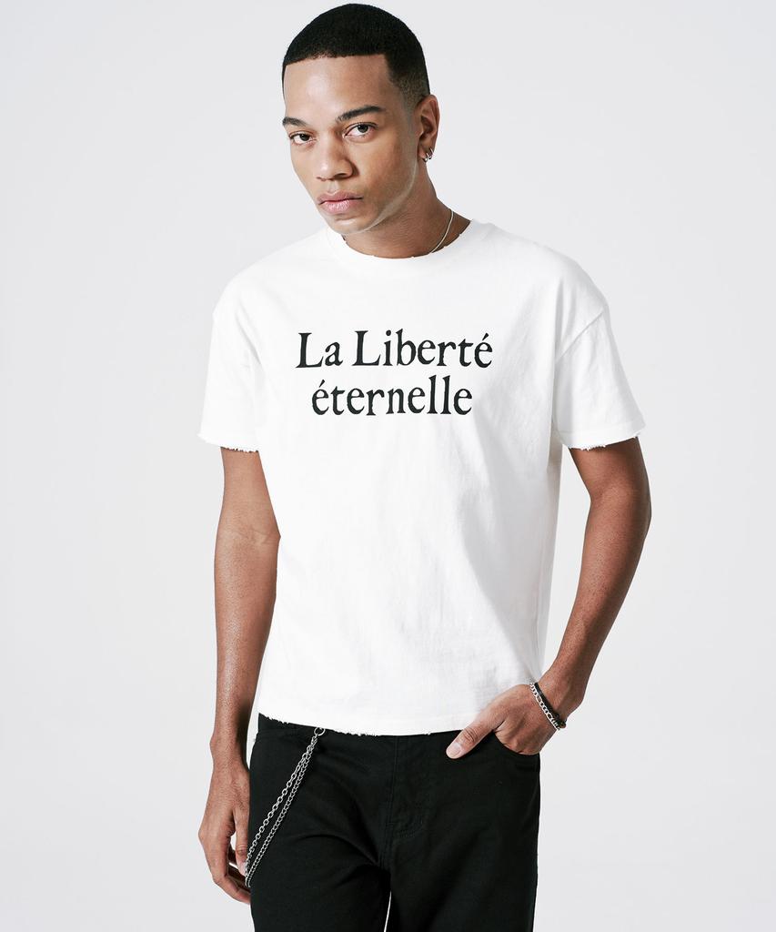 Meoleseu La Liberte Потертая укороченная футболка_Кремовый