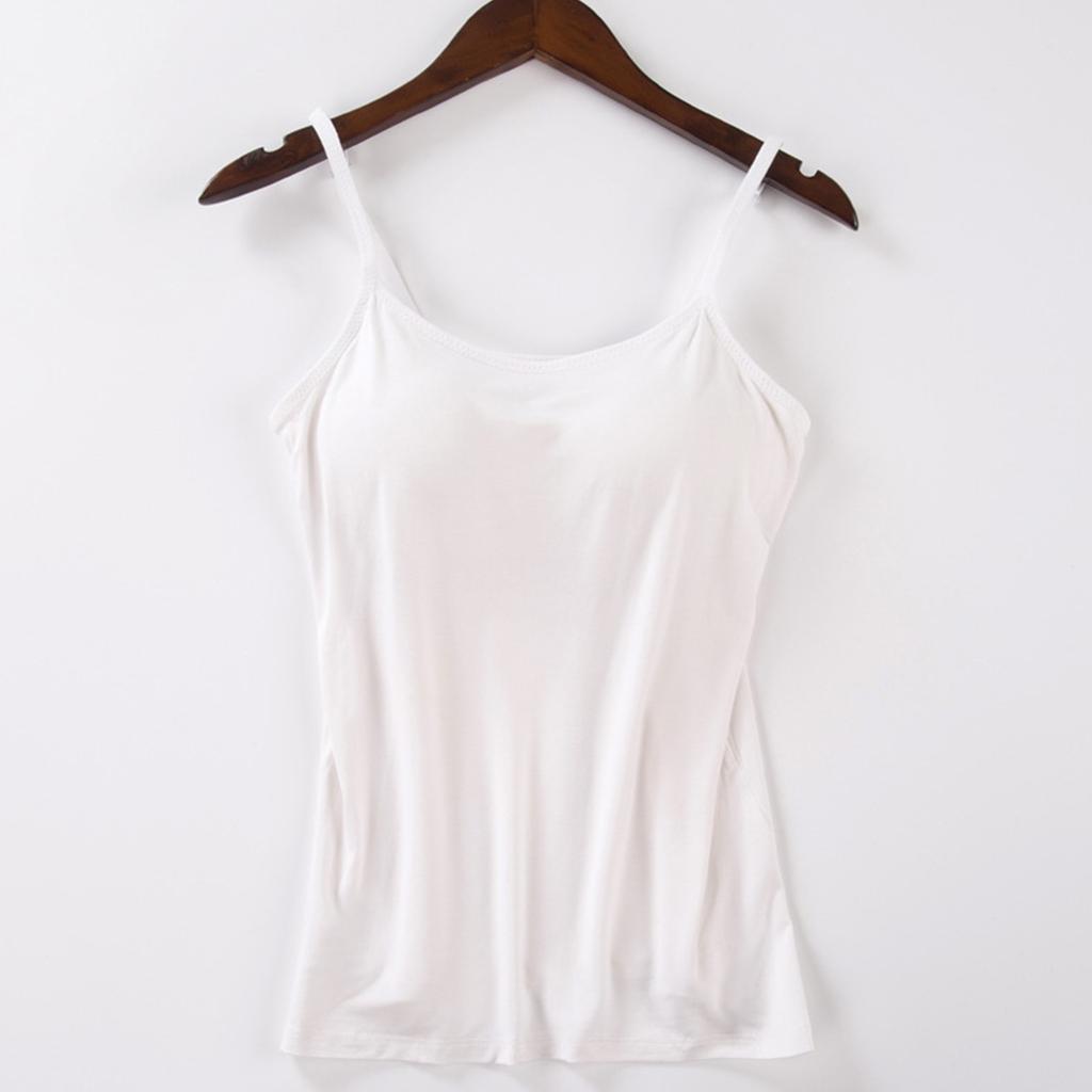 Bras Top For Women Tank Tops Adjustable Strap Camisole With Built In Padded Bra Vest Cami Sleeveless Basic Solid Sexy V Neck