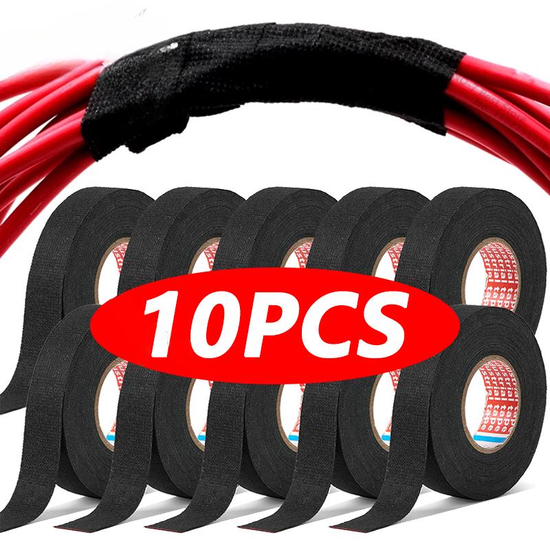 Автомобильная тканевая лента для жгутов проводов, термостойкая, водонепроницаемая, изоляционная, электроизоляционная лента, черная самоклеящаяся тканевая лента