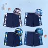 Cartoon Print Boys' Swim Trunks & Cap Set – Lace-Up Boxer Style