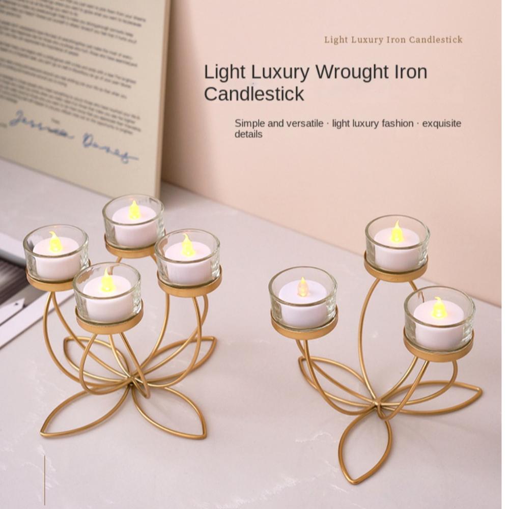 Iron Candlelight Dinner Props Holder Table Decoration Romantic Candlestick Holder  Bedroom