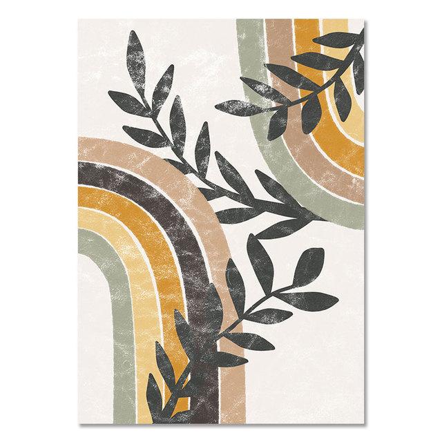 Абстрактный постер Солнце и Луна, сцена, холст, картина, листья растений, художественный принт, монстера, принты, настенные панно в стиле бохо для декора гостиной