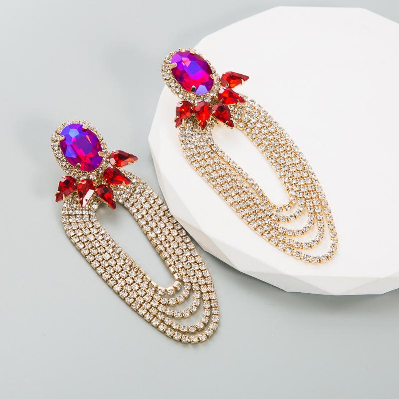Женские серьги-капли, преувеличенные серьги-цепочки с когтями из сплава и кристаллами, серьги с кисточками из сплава Super Flash