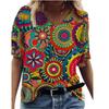 Summer V-neck 3D Abstract Printed Top Fashionable Casual Short Sleeved Women's T-shirts