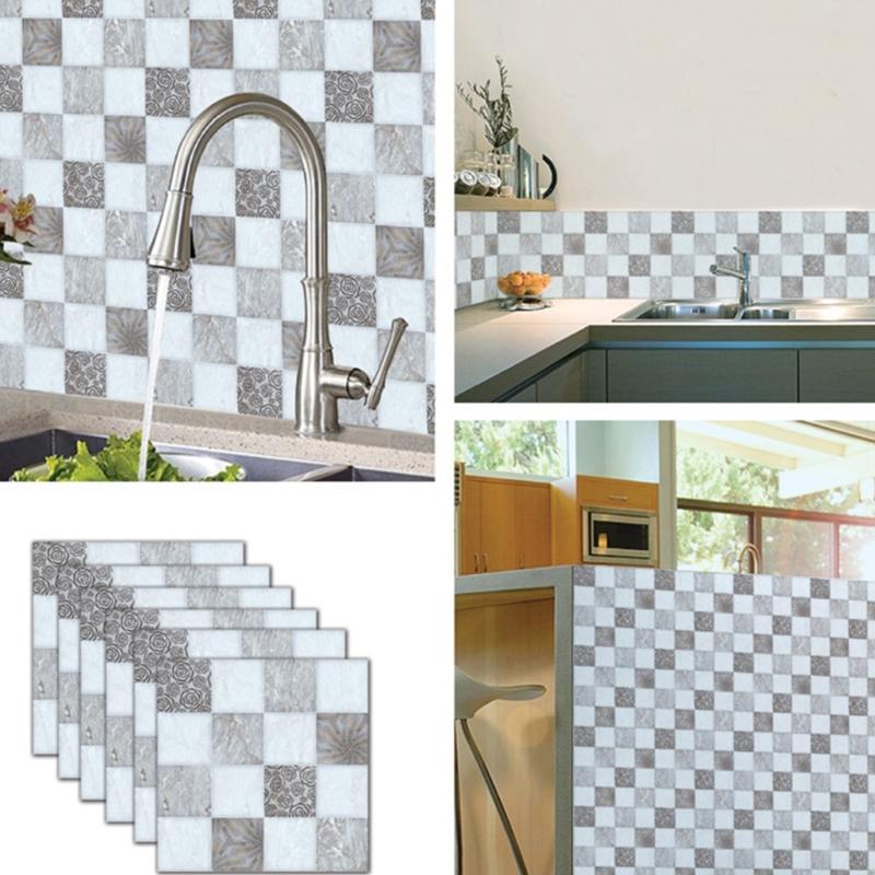 Настенная плитка Нескользящие ПВХ наклейки на пол 6 шт. Быстрая установка Наклейки для безопасности в ванной комнате Для влажных зон Стена над кухонной раковиной