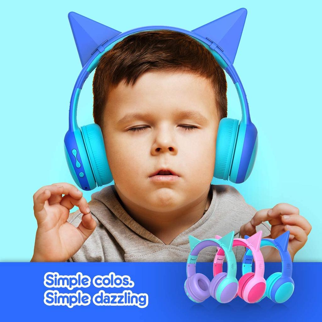 Детские наушники Bluetooth с микрофоном, детские беспроводные гарнитуры с защитой органов слуха с ограничением громкости 85 дБ, стереонаушники-вкладыши