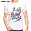 Hipster Cool French Bulldog Wear Glasses Print T-Shirt Summer Fashion Men T Shirt Funny Dog Art Casual Cute T-Shirt Cartoon Tees