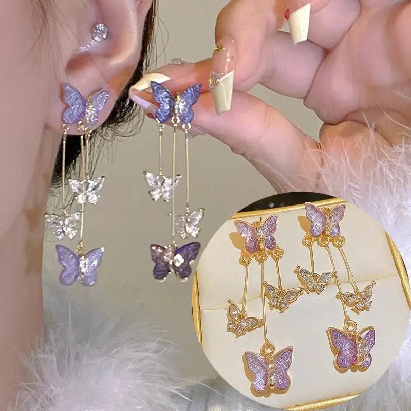925 Silver Needle Korean Fashion Long Chain Tassel Earrings For Women Metal Earing Jewelry Trending Women's Drop Earrings