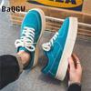 Korean Casual Canvas Shoes Men Thick Bottom Lace Up Sneakers Suede Leather Skateboard Shoes Trend Retro Designer Sneakers Male